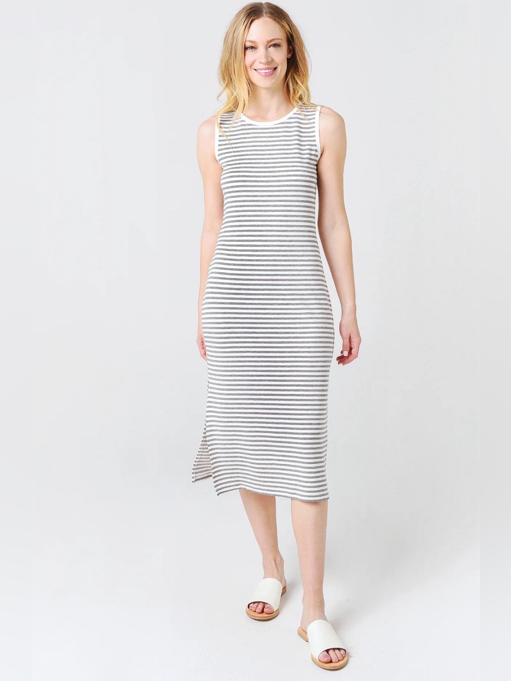 BB Dakota French Toast Striped Sleeveless Midi Dress in size medium